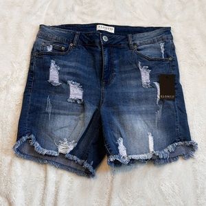 Eloquii Distressed Denim Shorts Plus Size 14